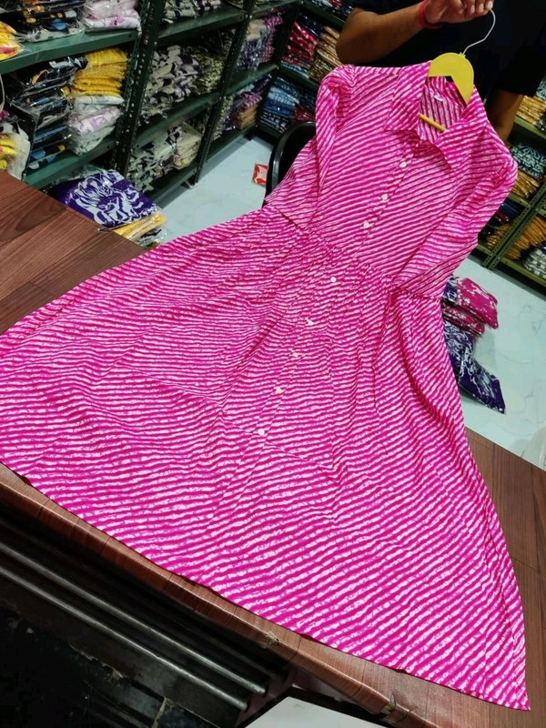 LCW 5762 New look  stylish and walk in comfort Cotton 
Middi Gown With Puff Sleeve  - Pink, 2XL-44