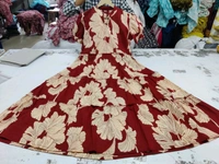 LCW 5762 New look  stylish and walk in comfort Cotton 
Middi Gown With Puff Sleeve  - Maroon, M-38