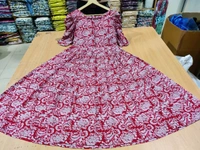 LCW 5763 nee look  stylish and walk in comfort  - middi Gown with  puff sleeves* - Red, XL-42