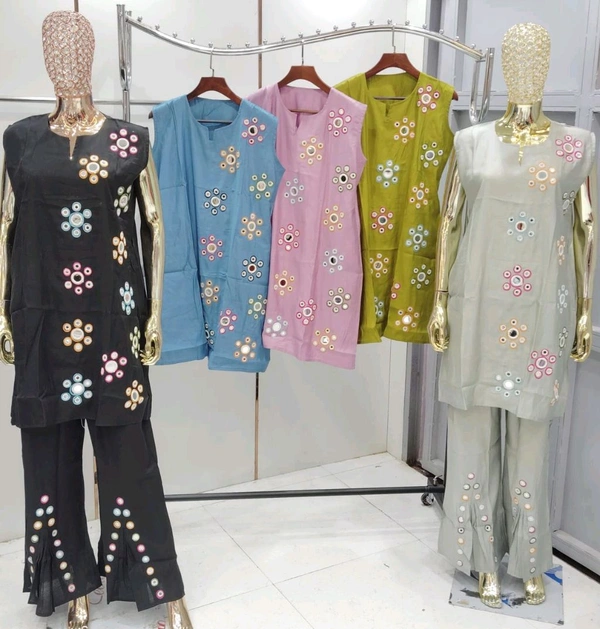 KD18  5769 *COTTON VATIGAN FABRIC MULTI HAND WORK  CORD SET - Blush Pink, L-40