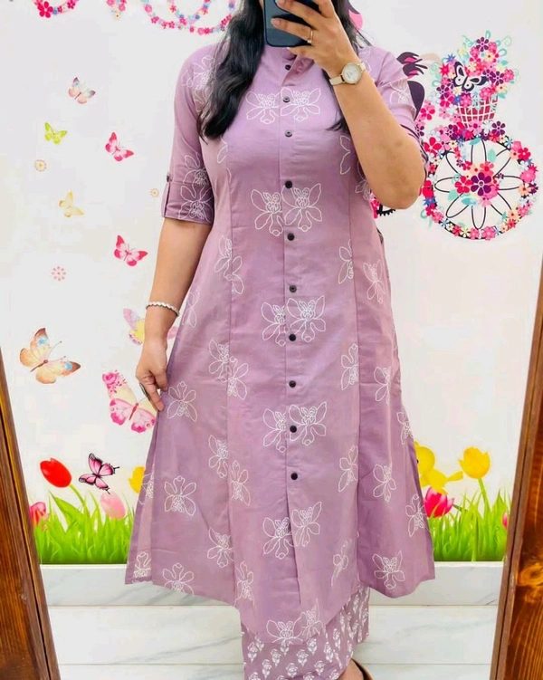 DSS 5775 New Designer Heavy Reyon Cotton Co-Ords Set With Digital Aline kurti pattern  - Blush Pink, XL-42