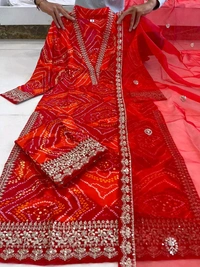 DSS 5776 New Stylish And Comfortable Pure Cambric Cotton Bandhani Print Kurti Pant Dupatta Set  - 2XL-44
