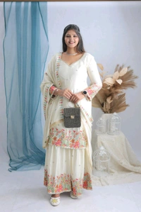 DSS 5777 *New Real Modling Products Cinon Silk Top-Sarara and Dupatta Set Fully Stitched Ready To Wear - M-38
