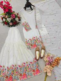 DSS 5777 *New Real Modling Products Cinon Silk Top-Sarara and Dupatta Set Fully Stitched Ready To Wear - M-38