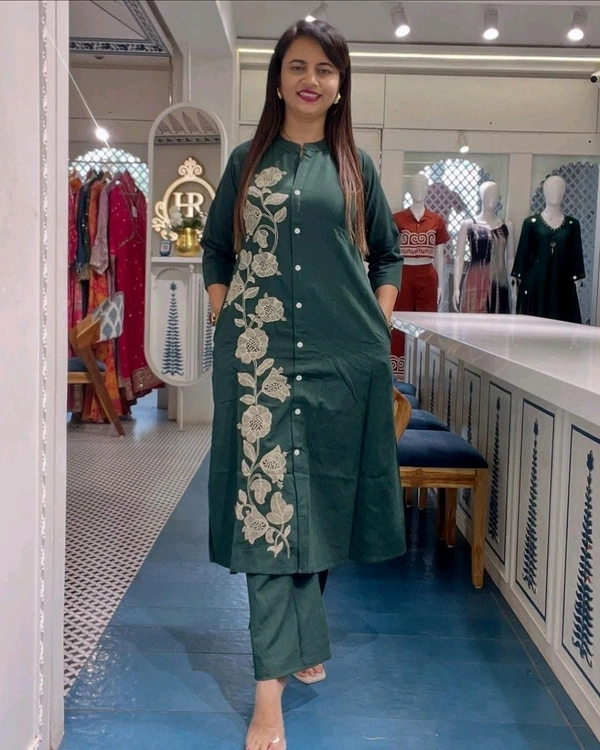 DSS 5778 NEW DESIGN LAUNCH COTTON  CO-ORD SET WITH EMBROIDERY WORK  - Blue, M-38