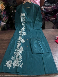 DSS 5778 NEW DESIGN LAUNCH COTTON  CO-ORD SET WITH EMBROIDERY WORK  - Blue, M-38