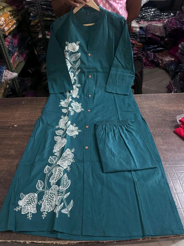 DSS 5778 NEW DESIGN LAUNCH COTTON  CO-ORD SET WITH EMBROIDERY WORK  - Blue, M-38
