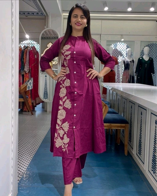 DSS 5778 NEW DESIGN LAUNCH COTTON  CO-ORD SET WITH EMBROIDERY WORK  - Blush Pink, M-38