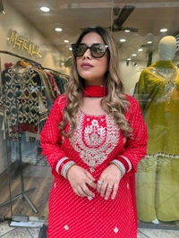 DSS 5779 New Party Wear Look Heavy Georgette With Embroidery Work  Top , Sarara With Dupatta  - Red, M-38