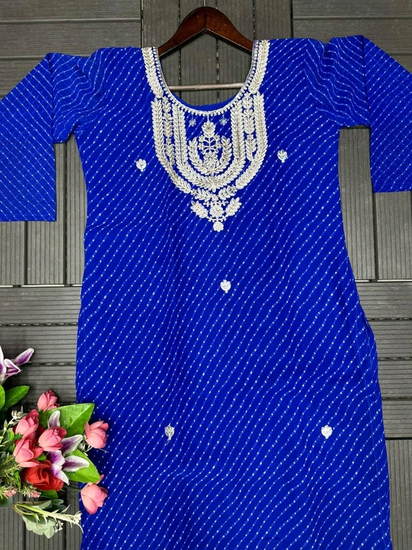 DSS 5779 New Party Wear Look Heavy Georgette With Embroidery Work  Top , Sarara With Dupatta  - Blue, M-38