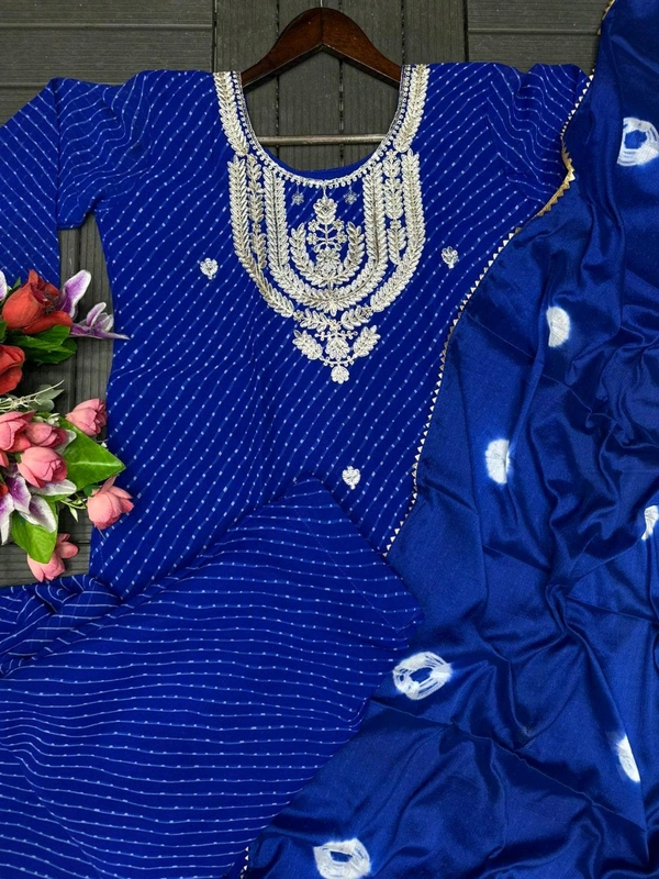 DSS 5779 New Party Wear Look Heavy Georgette With Embroidery Work  Top , Sarara With Dupatta  - Blue, M-38