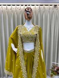 DSS 5780 *TRENDING  WEAR THREE PIECE BLOUSE,SKIRT AND SHRUGE WITH SEQUANCE EMBROIDERY WORK - XL-42