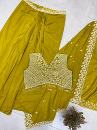 DSS 5780 *TRENDING  WEAR THREE PIECE BLOUSE,SKIRT AND SHRUGE WITH SEQUANCE EMBROIDERY WORK - XL-42