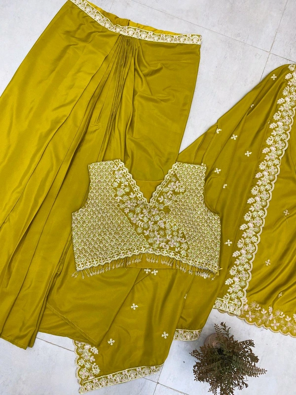 DSS 5780 *TRENDING  WEAR THREE PIECE BLOUSE,SKIRT AND SHRUGE WITH SEQUANCE EMBROIDERY WORK - XL-42