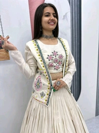 DSS 5782 pure Tissue Cotton  Summer Crop Top  Real Handwork and Read Diamond Work - L-40
