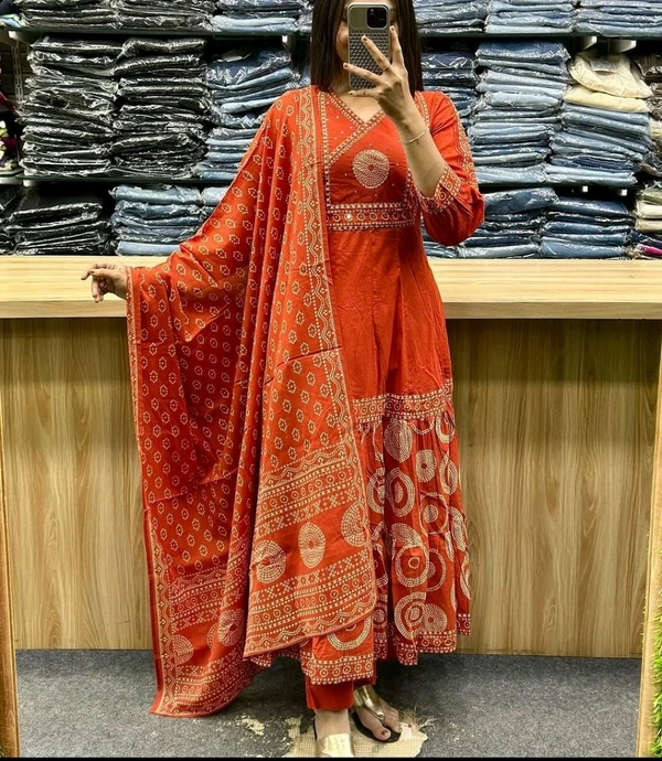 LCW 5783 *New Cotton Bandej  Lahriya set Kurti with plazzo with dupatta Heavy Handwork  - L-40
