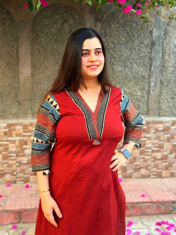 LCW 5784 New Beautiful Pure Cotton Kurti With Pant
 - Red, 2XL-44