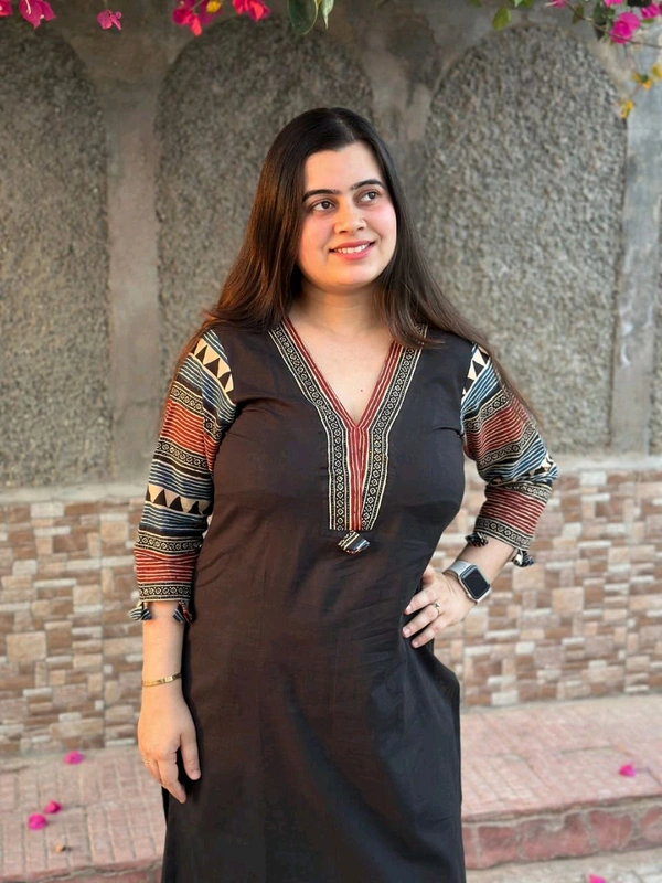 LCW 5784 New Beautiful Pure Cotton Kurti With Pant
 - Black, M-38