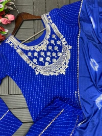 DSS 5792  New Party Look Heavy  Georgette  Top , Lehengha With Dupatta Embroidery Work With Border Lace - Blue, M-38