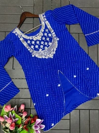 DSS 5792  New Party Look Heavy  Georgette  Top , Lehengha With Dupatta Embroidery Work With Border Lace - Blue, M-38