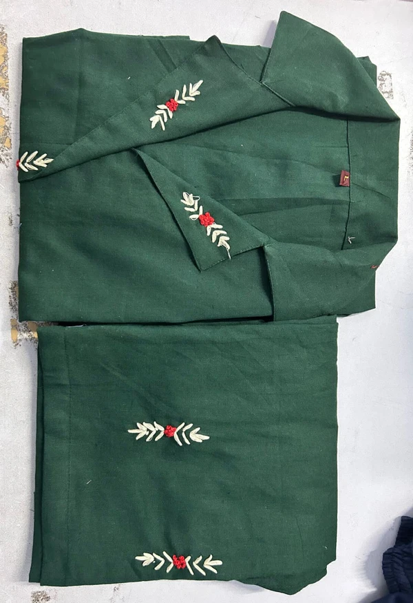 KDJ 3536 Beautiful Cotton Kurta Plazo Set - Pine Green, 40