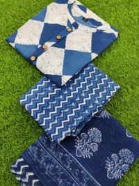 KDJ 3537 Cotton Kurta & Pant With Malmal Printed Duppata - M-38