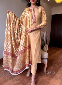 KDJ Chiku Colour Kurta Three Piece - L-40
