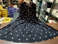 KDJ Beautiful Printed Lotus Flower Cotton Middi Gown - XXL-44