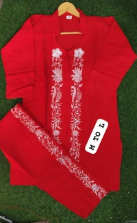 KDG 2197 EMBROIDERY WORK Cord Set - Red, 2XL-44