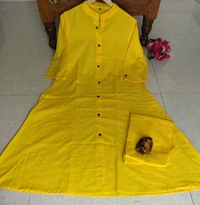 KDG 2194 Premium Katha Cotton Set With One Side Pocket - yello, M-38