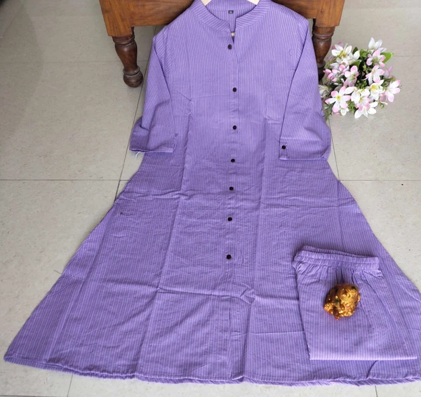 KDG 2194 Premium Katha Cotton Set With One Side Pocket - Electric Violet, L-40