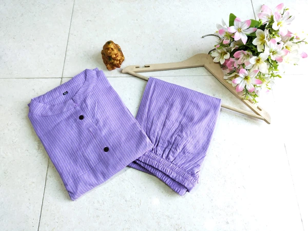 KDG 2194 Premium Katha Cotton Set With One Side Pocket - Electric Violet, L-40