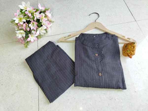 KDG 2194 Premium Katha Cotton Set With One Side Pocket - Black, XL-42