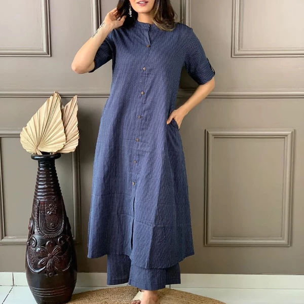 KDG 2194 Premium Katha Cotton Set With One Side Pocket - Pigment Indigo, 2XL-44