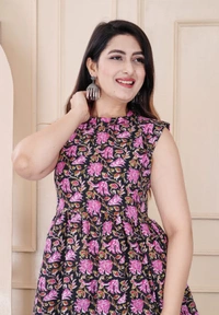 KDJ 2192 COTTON KATHA KURTI PAINT - L-40