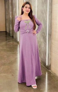 WSM 1057 LONG PARTY WEAR DRESS with SEQUENCE WORK  - Black, L-40