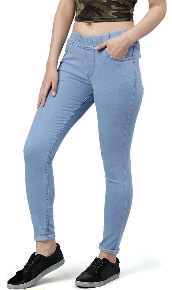 Comfort Lady DENIM Jegging (LIGHT BLUE)) - L, light Blue