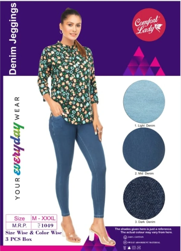 Comfort Lady DENIM Jegging (Medium BLUE)) - 3XL