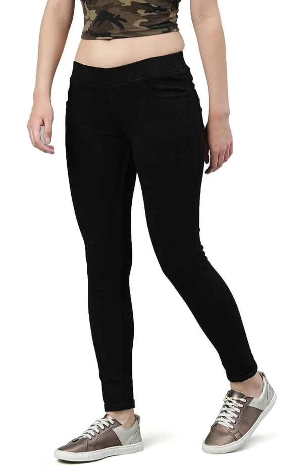 Comfort Lady DENIM Jegging  - CHARCOL BLACK, XL