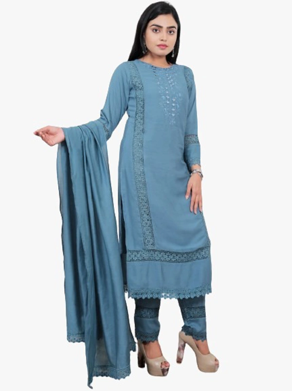 ARM 435 Designer Kurti Set - 2XL-44, Eastern Blue
