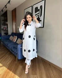 KDj 2226 Summer Special Cotton Dress - 42-XL, Black