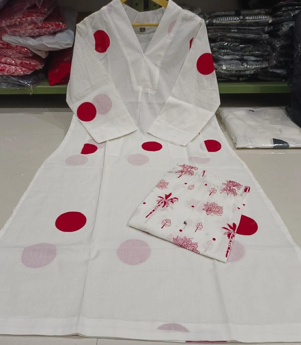 KDj 2226 Summer Special Cotton Dress - L-40, Red