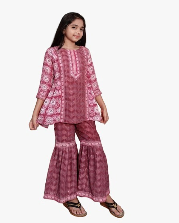 ARM JHAPPI SHARARA PAIR - 24, Wild Watermelon