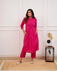 KDJ 2956 REYON KURTI WITH PANT  - Navy Blue, 38-m