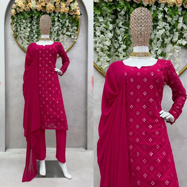 VRE Designer Kurti Set  - Red, M-38