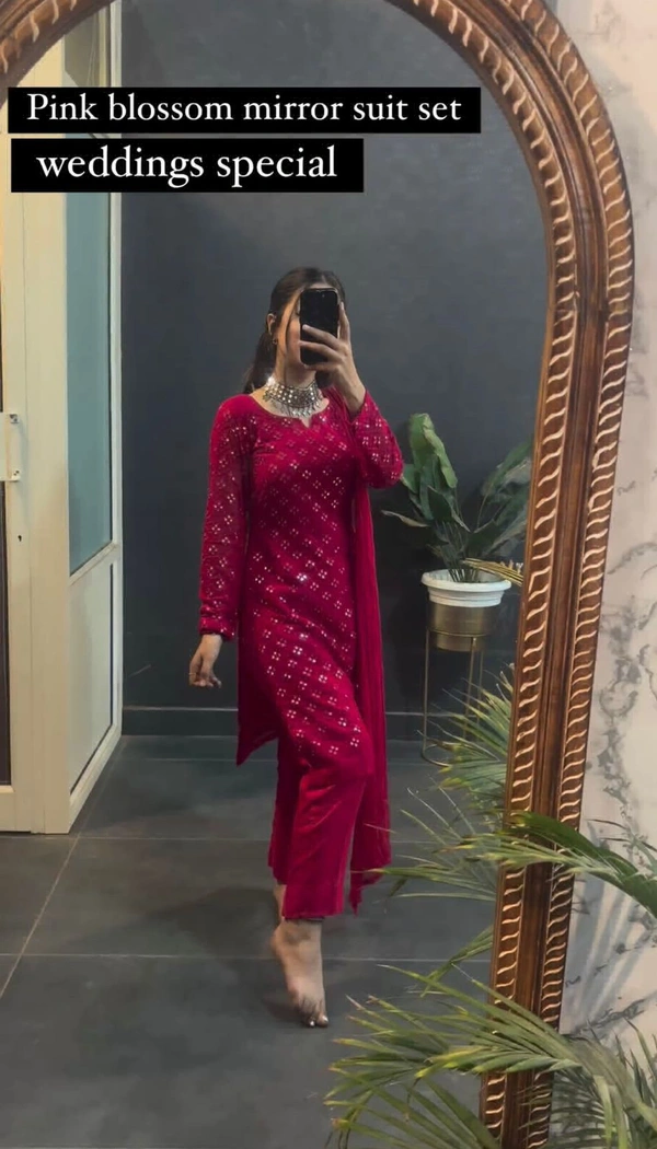 VRE 5959 Designer Kurti Set  - pink blossom, L-40