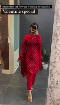 VRE 5959 Designer Kurti Set  - Red, 42-XL