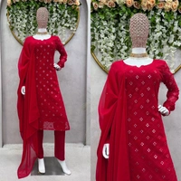 VRE 5959 Designer Kurti Set  - Red, 42-XL