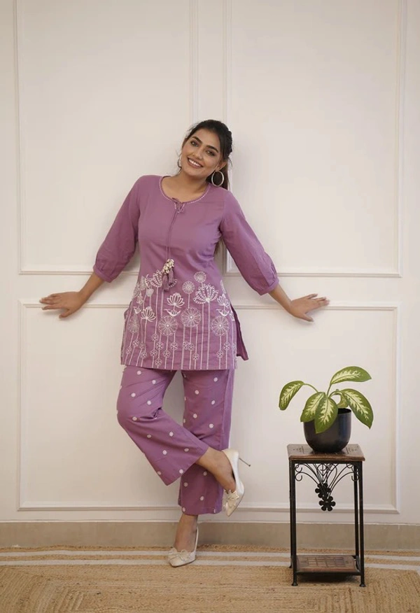 RPR Embroidery Top With Pant  - L-40, Cornflower Blue