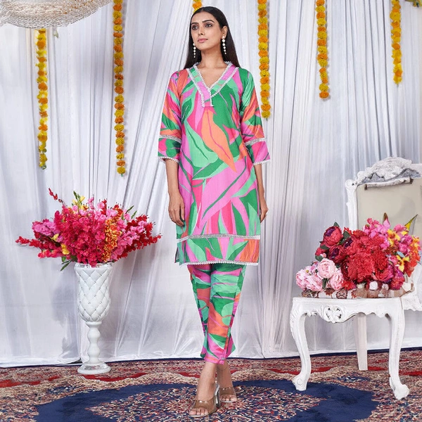 KDJ New Floral Kurti Set  - M-38